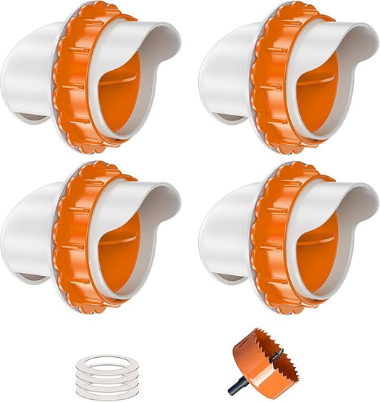 ZenxyHoC DIY Chicken Feeders No Waste, 4 Ports Poultry Feeder with Hole Saw for Buckets Troughs Orange