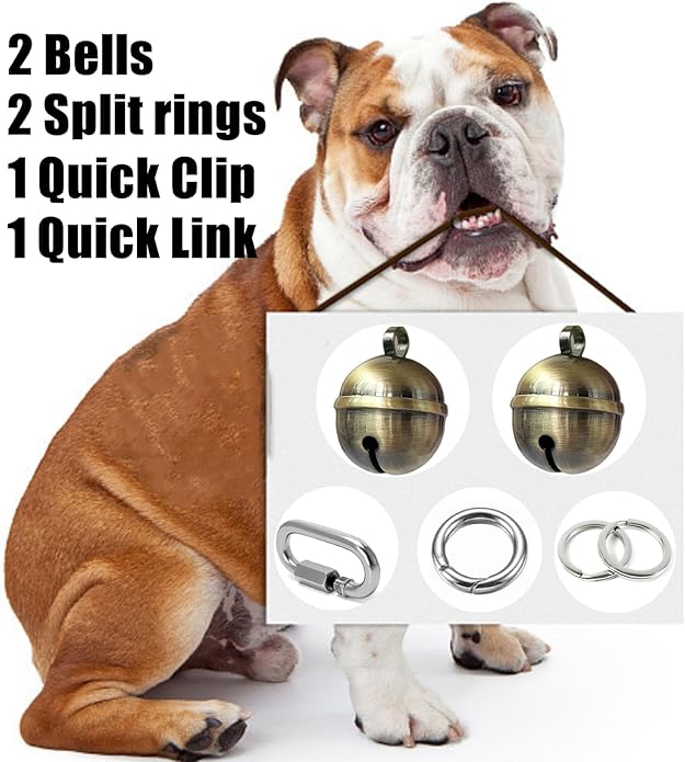 2 Extra Loud Dog and Cat Bells, Heavy Duty Copper Collar Bell with Quick Link for Pet Tracking