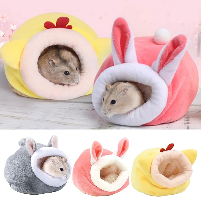 Guinea Pig Bed 3 Pack Cozy Small Animal Hideouts Washable Fleece Rabbit House Winter Warm Sleeping Bedding Cage Accessories for Bunny Hamster Squirrel