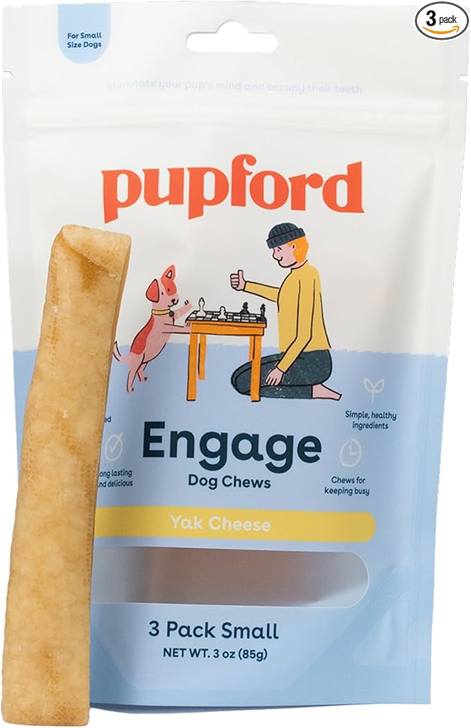Pupford Yak Cheese Chews for Dogs & Teething Puppies, Natural, Long-Lasting Himalayan Dental Treats (3 Pack Small)