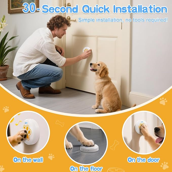 ChunHee Dog Bells to Go Outside - Bell for Dogs to Ring to Go Potty | Chew-Proof Dog Door Bell | 0-115dB Adjustable Volume & 28 Ringtones | Bells for Dog Training to Go Outside Without Barking