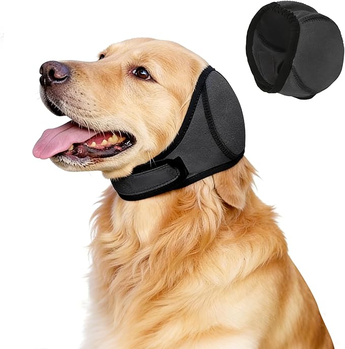 Dog Ear Muffs &No Flap Ear Wraps for Dogs for Swimming, Bath & Noise Anxiety Relief – Waterproof Ear Covers for Aural Hematoma Prevention, Quick-Dry Calming Hoodie for Grooming, Fireworks, Vet Visits