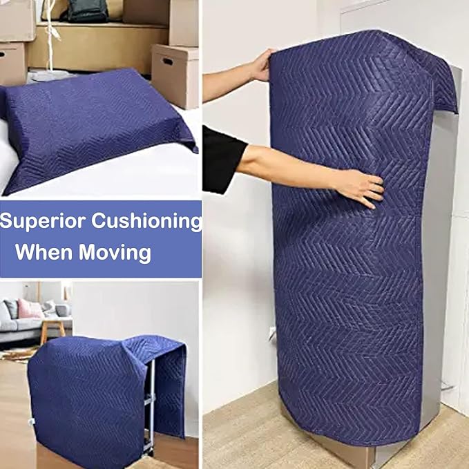 PONGHEI 2 Moving Blankets 80"x 72" Heavy Duty Packing Blankets for Shipping Thick Furniture Wrapping for Moving Supplies Professional Quilted Shipping