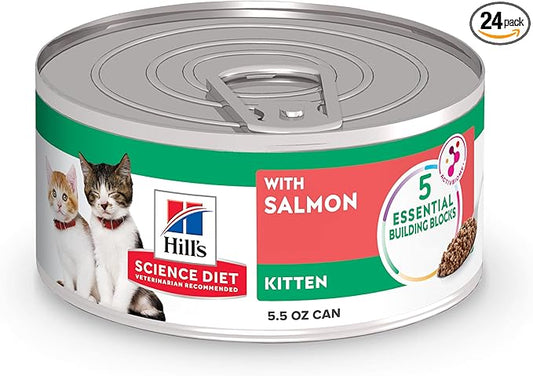 Hill's Science Diet Kitten Wet Cat Food, Salmon, 5.5 oz. Cans, 24-Pack