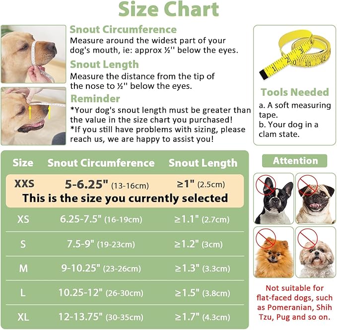 Mayerzon Dog Muzzle with Hook and Loop for Large Medium Small Dogs, Patented Soft Mesh Beagle Labrador Puppy Muzzles for Biting Chewing Grooming, Breathable, Adjustable (Black, XXS)