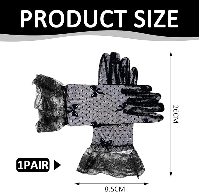 Birdcage Veil, Black Fascinator Veils for Women Face Veil with Black Lace Gloves for Wedding Cocktail Party Girls Birthday Women Clothing Accessories