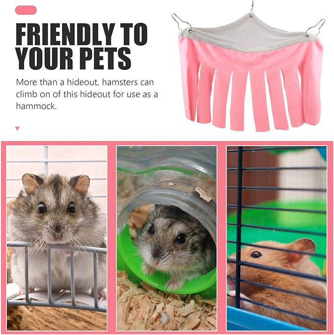 POPETPOP Small Animal Hideout House with Corner Hammock, Lightweight Cotton Pet Shelter for Hamster, Guinea Pig, Bunny, Hedgehog – Soft Pet Bed Tent for Cage Resting and Hiding, 1pcs Light