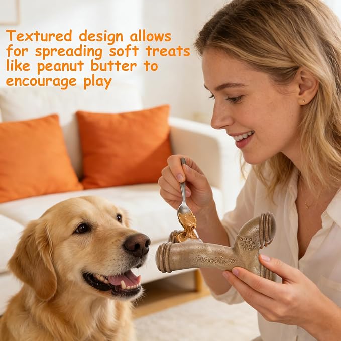 Tough Dog Toys for Aggressive Chewers,Bacon Scented & Nylon Bone to Keep Them Busy, Durable Chew Toy for Medium & Large Breeds (25-80 lbs)