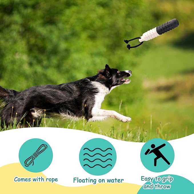 Blueweenly 4 Pcs Dog Bumper Toy for Water Retrieving Plastic Puppy Training Dummy Dog Float Toy Lightweight for Float on The Water Pool Outdoor Training Hunting Fetching (Black and White)
