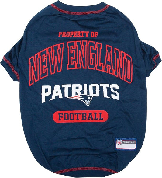 NFL New England Patriots Dog T-Shirt for Pets, Size Small. Officially Licensed Pet Shirt with Team Logo, Soft Stretchable Comfort Fit Apparel for Dogs & Cats