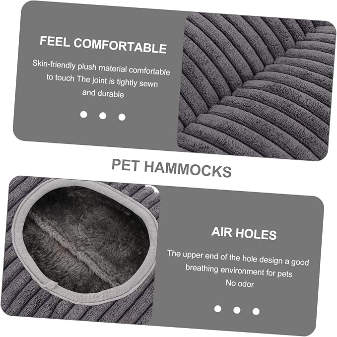VICASKY Warm Plush Nest Ferret Hideout Nest Small Pet Hammock Hamster Hanging Tunnel Grey