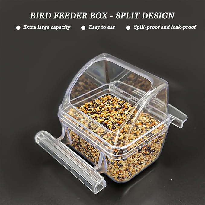 2 Pcs Bird Feeder Water Dispenser, Bird Feeder and Drinker Set, Automatic Bird Feeder for Cage, Hanging Bird Food Bowl, Bird Cage Accessories for Hamsters,Pigeons,Parrot