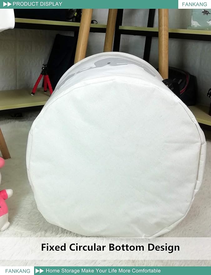 Storage Basket, Nursery Hamper Canvas Laundry Basket Foldable with Waterproof PE Coating Large Storage Baskets for Kids Boys and Girls, Office, Bedroom, Clothes,Toys（Love Elephant）