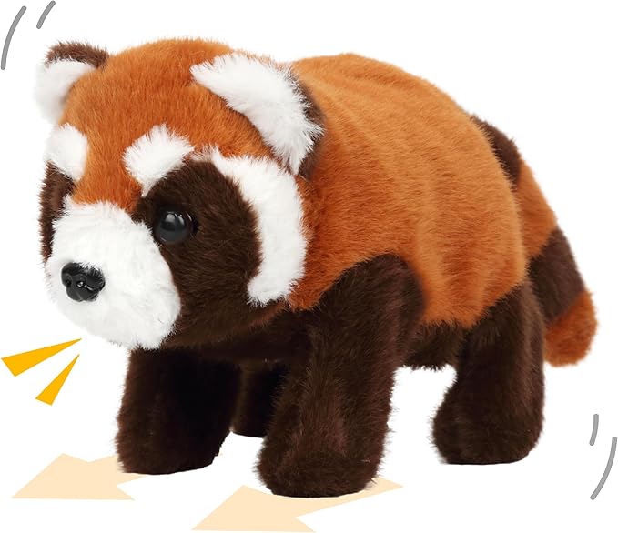 Walking Red Panda Stuffed Animal Speaking Roar Plush Electric Interactive Animated Plushies Toy for Girls Boys Birthday