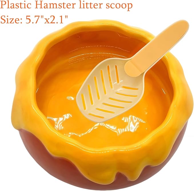 M2cbridge Ceramic Pudding Hamster Food Bowl Feeding Dish Water Bow for Guinea Pig Hedgehog Small Animal(Orange)