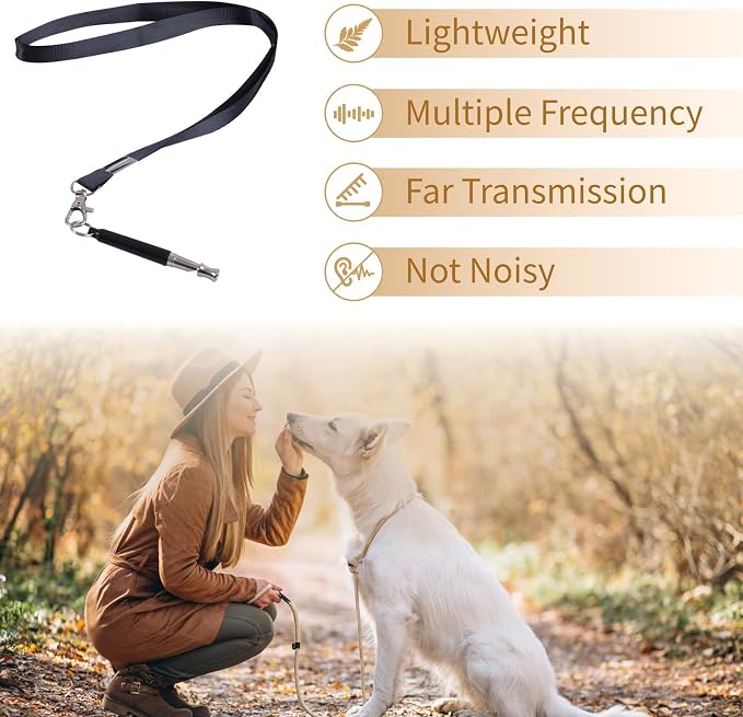2 Pack Dog Whistle - Dog Whistle to Stop Barking Neighbor's Dog & Long Range Recall, Adjustable Ultrasonic Silent Dog Whistle with Lanyard for Training Recall, Professional Obedience