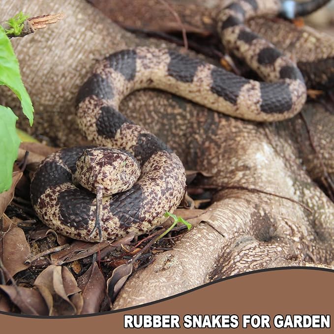 Upitry Rubber Snakes Fake Snake Rattlesnake - Realistic Keep Birds Away - Prank Life Size Toy That Look Real - Garden Plastic Scare Birds