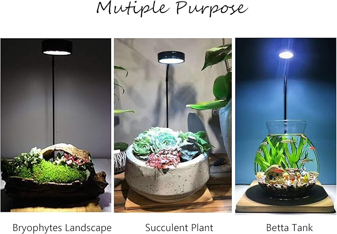 Full Spectrum LED Light with Bamboo Board, Fits Aquarium Nano Tank, Betta Fish Tank, Potted Plants, Succulents, Miniature Landscape – 9W