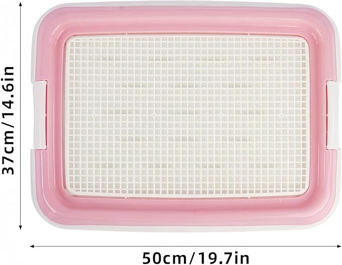 Dog Potty Tray for Small Dogs, Puppy Potty Training Tray 19.3"x14.4" Indoor Dog Toilet, Leak-Proof Pet Pads Holder (Pink)
