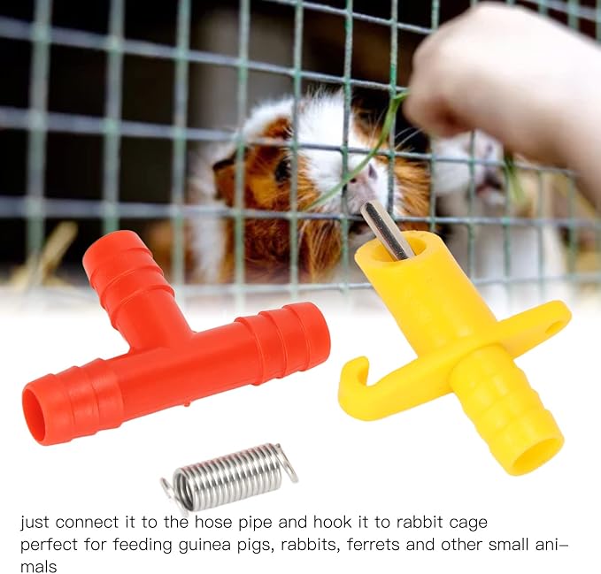 Yosoo Rabbit Nipple Drinker, 100pcs Rodent Automatic Waterer with Stainless Steel Nipple 3 Way Tee Design for Feeding Guinea Pigs Rabbits Ferrets