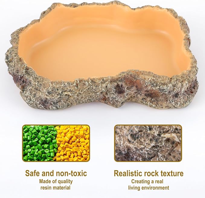 Reptile Food Dish, Terrarium Water Bowl, Feeding Bowl for Reptile Amphibian Pets