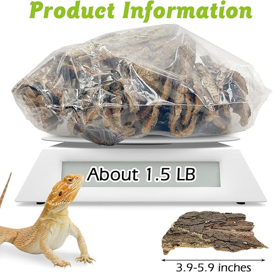 Reptile Cork Bark 1 Lb Flat Cork Wood for Terrarium Small Tree Bark Pieces 3.9-5.9in Natural Bulk Cork Bedding Tank Substrate for Bearded Dragon Snake Spiders Geckos Tortoise Hermit Crabs