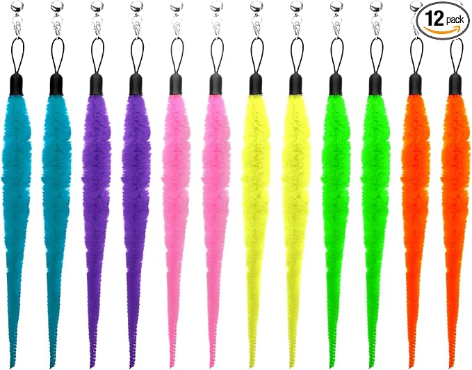 Cat Worms Refills for Wand, 12 PCS Cat Wand Attachments Worms Toy Interactive Kitten Worm Replacements Feather Worm Teaser Refills