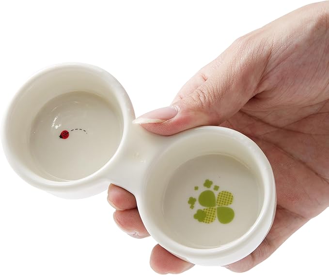 Sugar Glider Food and Water Bowl – Ceramic Shallow Double Dish, Stable Platform Feeder for Nectar & Soft Foods, Small Animal Cups for Sugar Gliders, Hamsters, Hedgehogs, Gerbils, Chipmunks