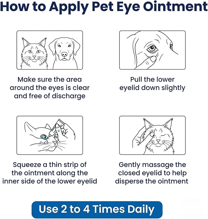 Pet Eye Cream – Vet-Formulated Dog Eye Infection Treatment, Pink Eye Relief, Conjunctivitis Relief, Dry Eyes & Red Eye, Tear Stain Remover for Dogs, Cats, Cattle, Sheep, Horses – 1 Tube