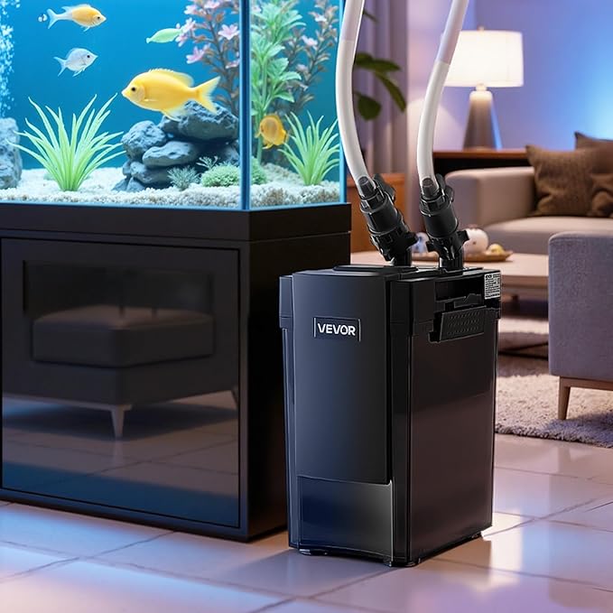 VEVOR 317GPH Canister Filter, 3-Stage External Aquarium Filter with Powerful Pump, Water Circulation Cleaning Machine with Media for Large Fish Tanks and Aquariums Up to 100 Gallons, for Freshwater