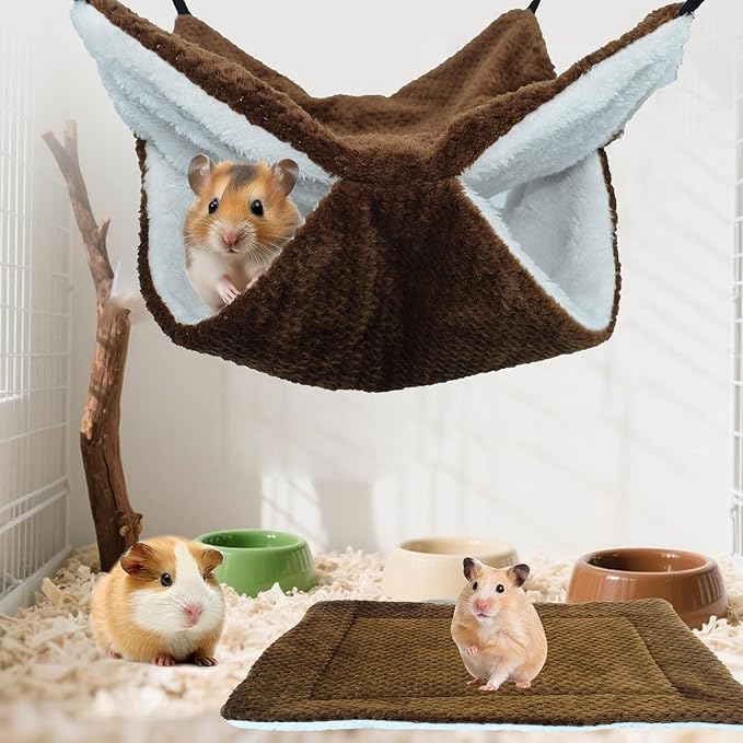 Ferret Hammock | Warm Plush Nest Cave - Pet Hammock | for Sugar Glider, Ferret, Hamster, Sleeping, Resting, Hiding, Playing, Climbing, Winter