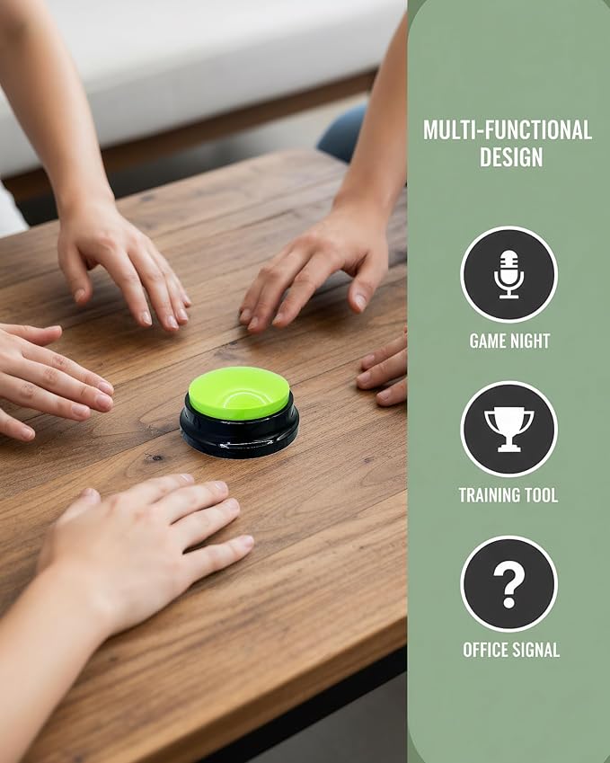Dog Buttons for Communication - 30s Customizable Sound Button with Anti-Slip Mat & 25 Stickers,Loud and Clear Talking Buttons Set for Pets (4 Color)