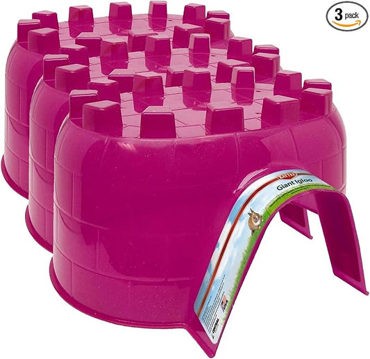 Kaytee Igloo Habitat Hideout for Pet Rabbits, Ferrets, Guinea Pigs, and Other Small Animals, Giant (Pack of 3)