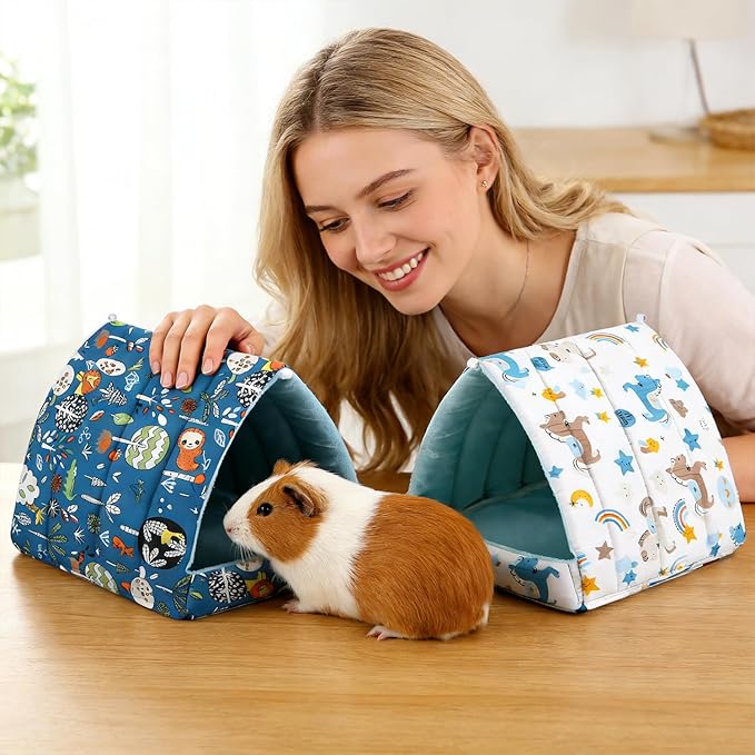 4 Pcs Guinea Pig Hideout, Guinea Pig Bed Tunnel Washable Small Animal House Cage Accessories for Mouse Chinchillas Hamsters Hedgehogs Ferrets Bearded Dragons and Rats Other Small Animals