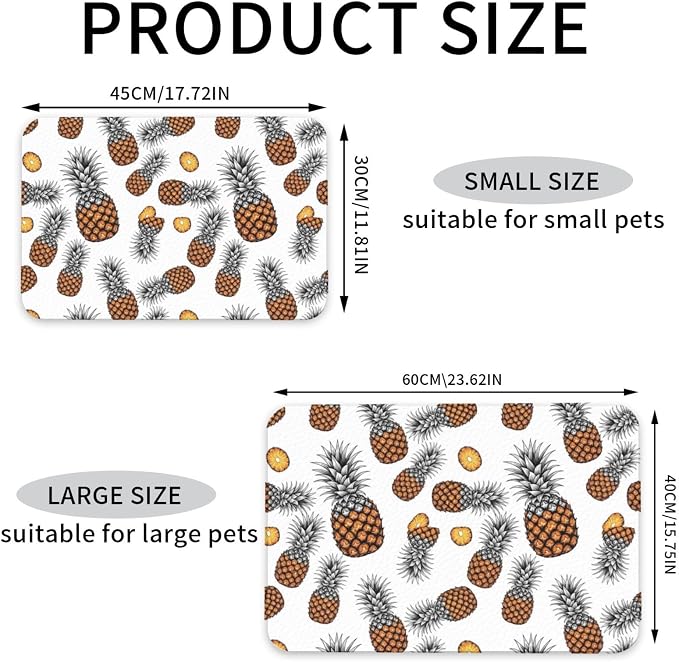 Dog Food Mat for Floors Yellow Pineapple Cat Dog Bowl Mats for Food and Water Pet Accessories Supplies