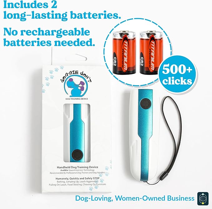 Doggie Don’t Anti Barking Device for Dogs - No Shock Bark Control & Dog Bark Deterrent - Humane Audible Dog Training Tool for Reactive Dogs, Barking, Jumping & Leash Aggression - Replaceable Batteries