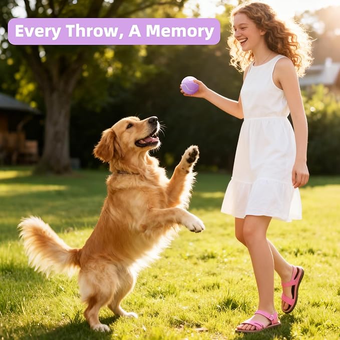 2.5" Dog Tennis Balls 6-Pack Silent Bounce, Tough Rubber Core, Durable Fetch & Training Toys for Indoor/Outdoor Play, for Small Medium Large Dogs (Light Purple, 6 Pack)