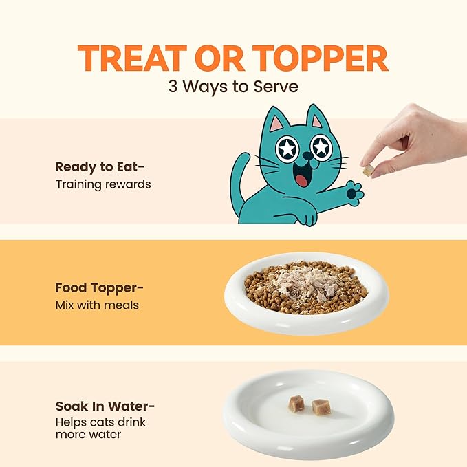 Freeze Dried Cat Treats, Single Ingredient Duck Bites Snacks for Sensitive Cats, Grain-Free Training Treats & Food Topper for Picky Cats, 4 oz