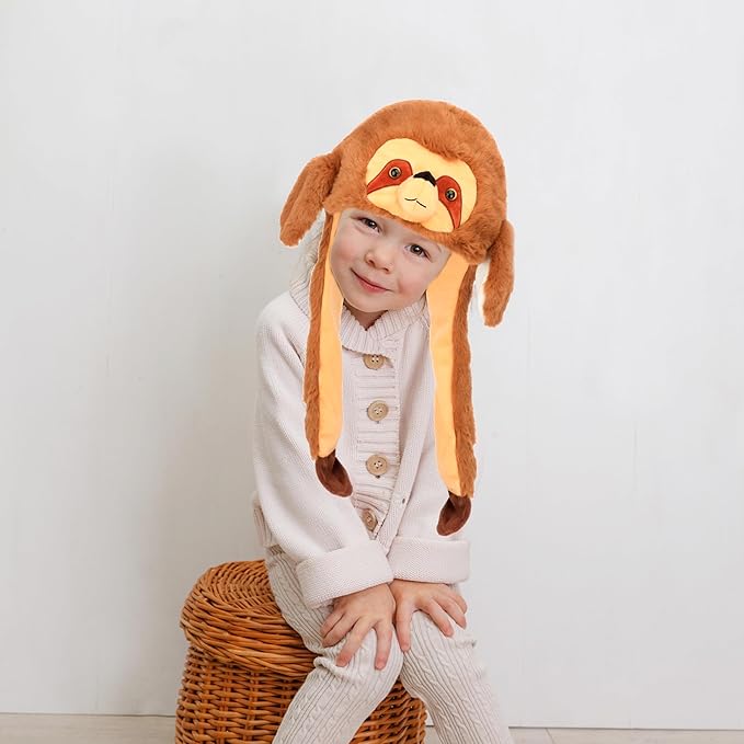 Bubblepompom Animal Hat with Ears Moving Jumping Pop Up Beating Hat Plush Holiday Cosplay Dress Up Funny Gift for Kids