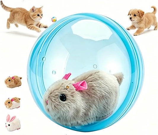2026 New Self-Rolling Interactive Cat Ball, Realistic Animal Automatic Moving Toy, 360° Spin Chasing Ball for Cats & Dogs(Blue, Mouse-A)