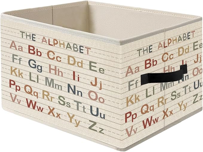 Alphabet Kids Storage Bins, Boho ABC Educational Foldable Closet Organizers Storage Basket Toybox for Toddler Playroom Nursery Preschool Classroom Clothes Bed Sheets Blankets Toys