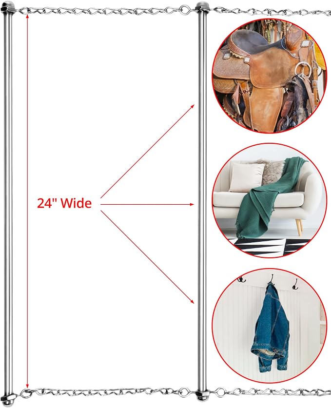 QWORK Horse Blanket Rack - 23.6 x 45.3 in, 2 Pack Heavy Duty Stainless Steel 4-Rail Hanging Storage for Blankets/Towels/Pads/Saddle, Rust-Resistant Organizer for Equestrian Gear