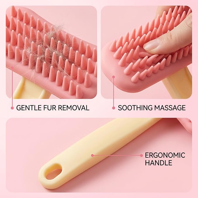 2 Pack Rabbit Grooming Kit, Bunny Brush, Soft Silicone Small Pet Brush for Shedding Season and Bath Time, Gentle Massage Comb for Rabbits, Chinchillas, Cats and Dogs
