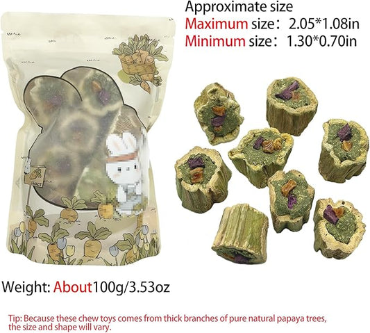 100G Rabbit Chew Toys Guinea Pig Treats Natural Papaya Wood Chew Sticks for Teeth Bunny Guinea Pig Hamster Chinchilla