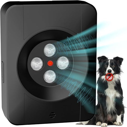 Ultrasonic Dog Bark Deterrent Devices, Anti Barking Device for Dogs, 3 Modes Stop Barking Neighbors Dog, Anti Dog Silencer for Indoor & Outdoor Use, Rechargeable & Long Range Bark Control