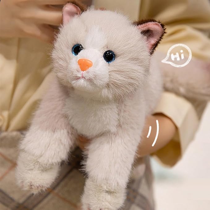 PEACH CAT Cat Stuffed Animal 15" Realistic Kitten Plushies Soft Plush Toys Gifts for Kids Grey and White