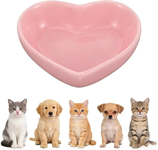 Alasum Heart Shaped Ceramic Hamster Food Bowl, Cute Pink Small Animal Feeding Dish for Dwarf Hamsters, Rabbits, Guinea Pigs and Squirrels, Anti-Tip Water Bowl Cage Accessories, 3.1 x 2.7 0.98Inch