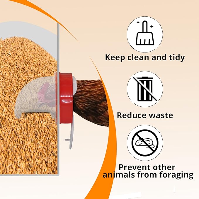 Automatic Poultry Chicken Feeder No Waste Metal Large Capacity 30 lbs Feeders for Chickens Ducks, Geese Bantams Pheasants Coop Weatherproof (4-Port)