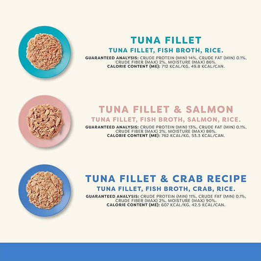 Applaws Natural Wet Canned Cat Food, Limited and Natural Ingredients, High Protein with No Artificial Additives, Fish Selection Variety Pack in Broth (12 x 2.47oz Cans)