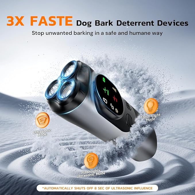 Dog Bark Deterrent Devices Anti Barking Device for Dogs Outdoor & Indoor, 2 Modes Ultrasonic Dog Barking Deterrent Devices Rechargeable, Bark Silencer, Stop Barking Dog Devices, Dog and Human Friendly